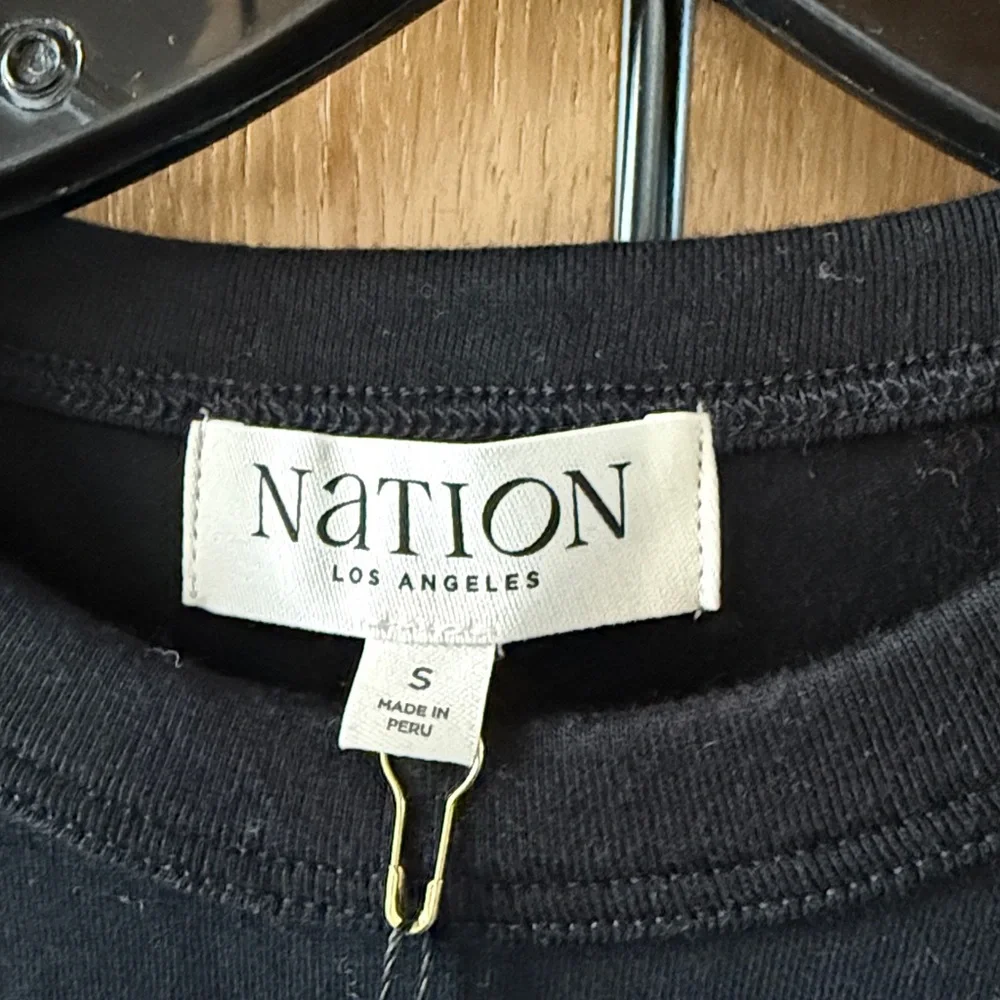 NATION LTD Long Sleeve Black Cotton Maxi Dress Jet Black Color Size Small NWT - Picture 5 of 8